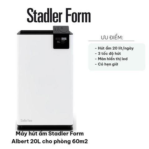 Máy Hút Ẩm Stadler Form Albert 20L - Thiết Kế Sang Trọng, Hút Ẩm Hiệu Quả cho Phòng 60m2, Công Suất 20L/ngày