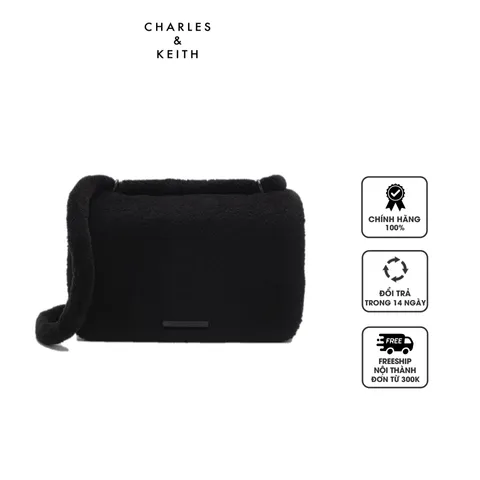 Túi xách Charles & Keith Loey Textured Crossbody Bag CK2-20160166-A Jet Black