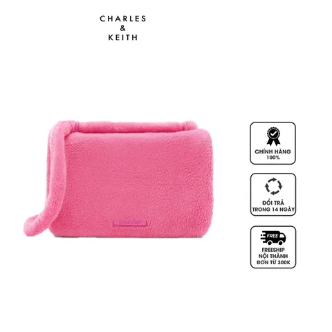 Túi xách Charles & Keith Loey Textured Crossbody Bag CK2-20160166-A Pink