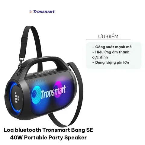 Loa Bluetooth Tronsmart Bang SE 40W - Loa Di Động Tiệc Tùng Chống Nước IPX6, Âm Thanh 3D Sống Động, Thời Gian Sử Dụng 20 Giờ