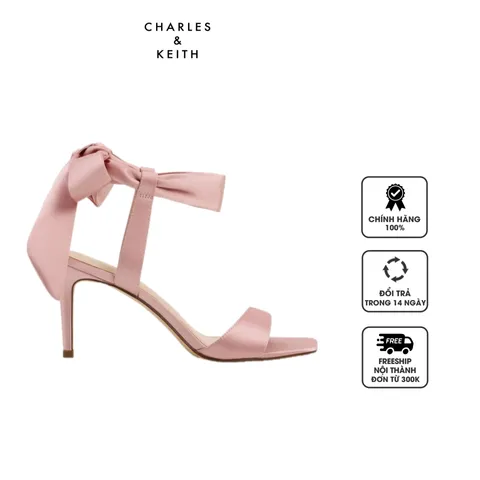 Dép cao gót Charles & Keith Satin Tie-Around Heeled Sandals CK1-61720177 Pink