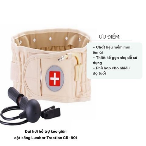 Đai Hơi Hỗ Trợ Kéo Giãn Cột Sống Lumbar Traction CR-801 - Giảm Đau Lưng Hiệu Quả, Thiết Kế Gọn Nhẹ, Dùng Tại Nhà