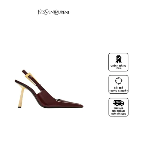 Giày cao gót YSL Lee Slingback Pumps In Patent Leather 763421AAAPK2226 Marron Glace