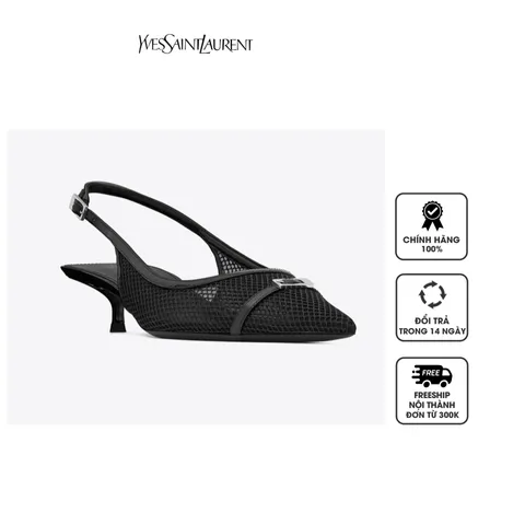 Giày YSL Oxalis Slingback Pumps In Mesh 763171AACSW1000 Black