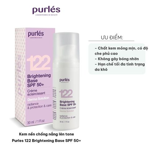 Kem Nền Chống Nắng Purles 122 Brightening Base SPF 50+ - Bảo Vệ Da, Làm Sáng Tông Màu, Chất Kem Mỏng Nhẹ, Thích Hợp Mọi Loại Da