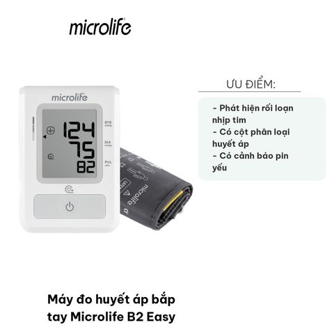 Máy Đo Huyết Áp Bắp Tay Microlife B2 Easy - Đo Nhịp Tim, Phát Hiện Rối Loạn Nhịp, Tiện Lợi Cho Sức Khỏe Gia Đình
