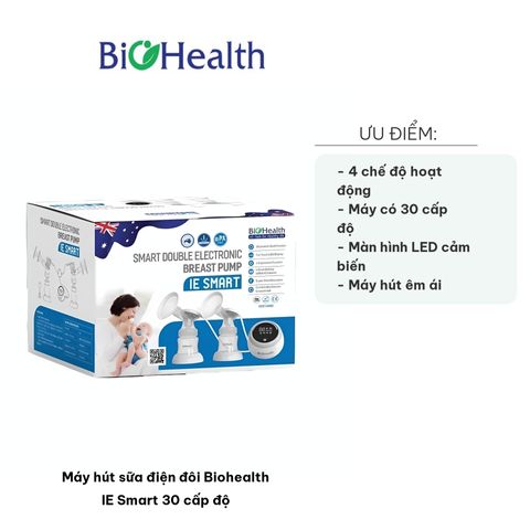 Máy Hút Sữa Điện Đôi Biohealth IE Smart 30 Cấp Độ - Thiết Kế Nhỏ Gọn, Dễ Sử Dụng, Lực Hút Mạnh Mẽ Cho Mẹ Bỉm Sữa