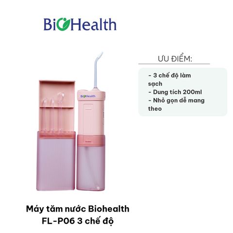 Máy Tăm Nước Biohealth FL-P06 3 Chế Độ - Vệ Sinh Răng Miệng Sâu, Dung Tích 200ml, Thiết Kế Nhỏ Gọn, Chống Nước IPX7
