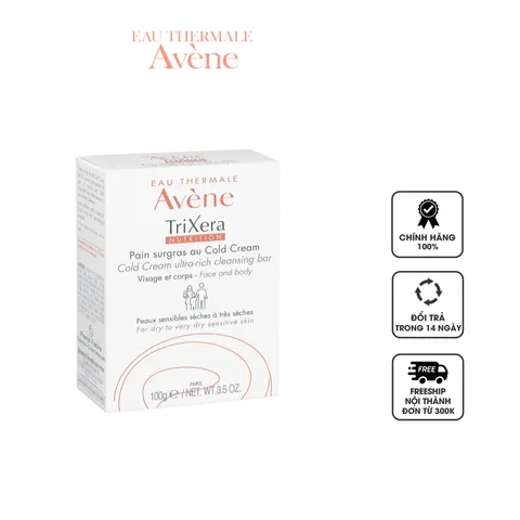 Xà Bông Tắm Rửa Mặt Avène TriXera Nutrition Cold Cream 100g cho Da Khô Nhạy Cảm - Làm Sạch Dịu Nhẹ và Dưỡng Ẩm Tối Ưu