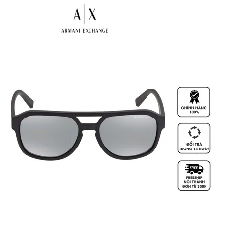 Kính mát Armani Exchange Light Grey Mirror Black Pilot Men's Sunglasses AX4074S 80786G 57