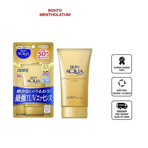 Kem chống nắng Skin Aqua UV Super Moisture Essence Gold SPF 50+ PA++++ nội địa Nhật