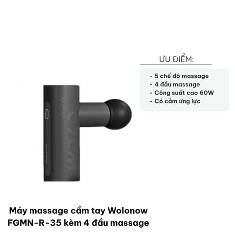 Máy massage cầm tay Wolonow FGMN-R-35 - 4 đầu massage linh hoạt, 5 chế độ, giảm căng cơ hiệu quả, thiết kế nhỏ gọn, sử dụng dễ dàng.