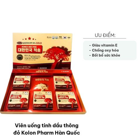 Viên uống tinh dầu thông đỏ Kolon Pharm Hàn Quốc - Bổ sung vitamin E, A, hỗ trợ sức khỏe và làm đẹp da, hộp 120 viên