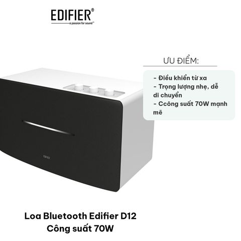 Loa Bluetooth Edifier D12 - Công suất 70W, Thiết kế Retro, Âm thanh Mạnh mẽ, Kết nối Bluetooth 5.0, Phù hợp cho EDM và Vinahouse