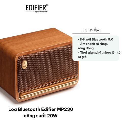 Loa Bluetooth Edifier MP230 - Loa Di Động 20W Thiết Kế Nhỏ Gọn, Kết Nối Bluetooth 5.0 và AUX, Âm Thanh Sống Động, Thời Gian Phát Nhạc 10 Giờ