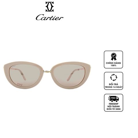 Kính mát nữ Cartier Brown Rose Gold Mirror Cat Eye Ladies Sunglasses CT0247S 004 54