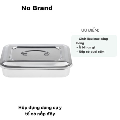 Hộp Đựng Dụng Cụ Y Tế Inox Có Nắp Đậy - Kích Thước 24cm x 16cm x 5cm, Bền Đẹp, Tiện Lợi Cho Spa, Nha Khoa, Thẩm Mỹ Viện