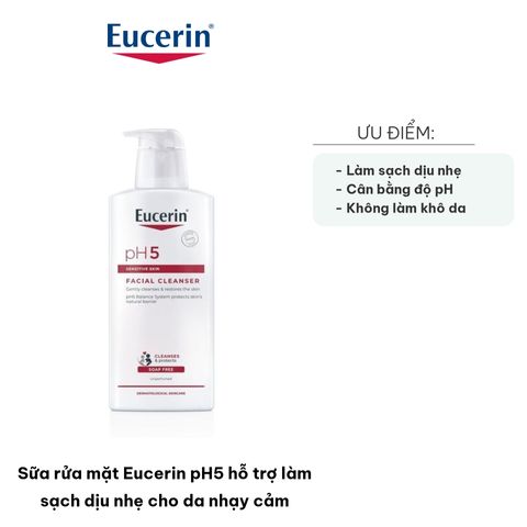 Sữa rửa mặt Eucerin pH5 400ml - Làm sạch dịu nhẹ cho da nhạy cảm, Cân bằng độ pH, Dưỡng ẩm cho làn da mềm mại