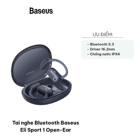 Tai nghe Bluetooth Baseus Eli Sport 1 - Mở tai nhẹ, âm bass mạnh mẽ, Bluetooth 5.3, chống nước IPX4, thời gian sử dụng 30h, lý tưởng cho thể thao.