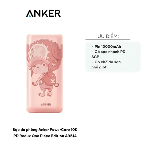 Sạc Dự Phòng Anker PowerCore 10K PD Redux One Piece Edition A9514 - Pin 10000mAh, Sạc Nhanh 20W USB-C, 22.5W USB-A, Dễ Dàng Mang Theo