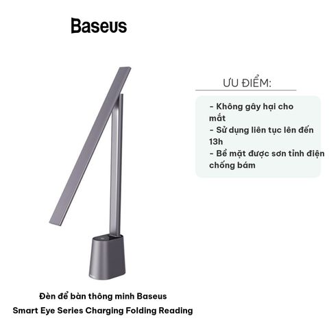 Đèn để bàn thông minh Baseus Smart Eye Series - Đèn LED gập đẹp, tiết kiệm điện, chống chói, phù hợp học tập & làm việc, màu trắng xám