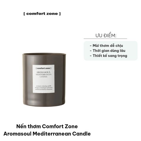 Nến thơm Comfort Zone Aromasoul - Mùi hương chanh Địa Trung Hải kết hợp bách xù và phong lữ, thời gian cháy 50 giờ, mang lại không gian thư giãn