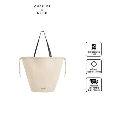 Túi tote Charles & Keith Sianna Linen Ruched Drawstring CK2-30151388-1 Beige