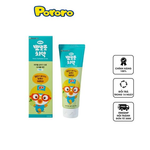 Kem Đánh Răng Trẻ Em Pororo Hàn Quốc - Hương Vị Trái Cây Ngọt Ngào, Giúp Làm Sạch Răng và Ngăn Ngừa Sâu Răng, Dành Cho Bé Từ 3 Tuổi