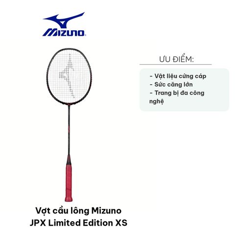Vợt cầu lông Mizuno JPX Limited Edition XS - Thiết kế Đen Đỏ, Công Nghệ Carbon T46, Phù Hợp Tấn Công Mạnh Mẽ, 14kg Độ Căng