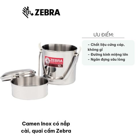 Camen Inox có nắp cài và quai cầm Zebra - Đồ Gia Dụng Nhà Bếp Chất Liệu Cao Cấp, Bảo Quản Thức Ăn An Toàn