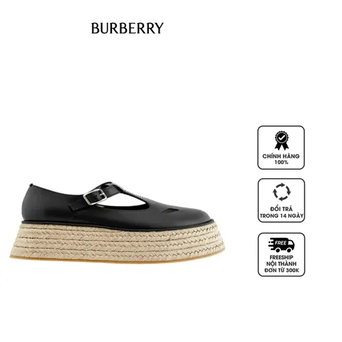 Giày Burberry Black Aldywych Flatform Leather Espadrilles 8027429 màu đen