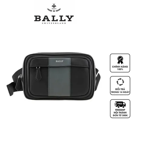 Túi đeo chéo nam Bally Hilbert Logo Print Belt Bag In Black MAS035 VT323 I9G7P