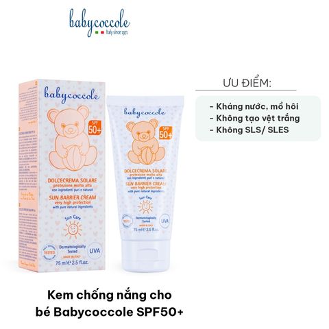 Kem Chống Nắng Dành Cho Bé Babycoccole SPF50+ - An Toàn Từ Thiên Nhiên, Không Paraben, Dưỡng Ẩm, Chống Nước - 75ml