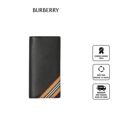 Ví nam Burberry Icon Stripe Continental Long Wallet màu đen