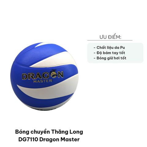 Bóng Chuyền Thăng Long DG7110 Dragon Master - Bóng Da PU Chất Lượng Cao, Thể Thao Đa Năng, Màu Trắng Xanh, Số 5