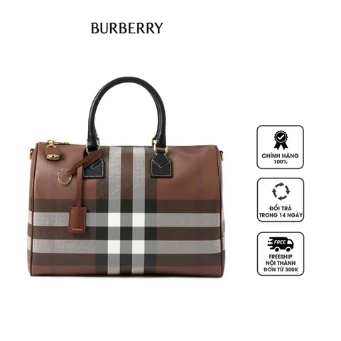 Túi xách nữ Burberry Medium Check Bowling Bag màu nâu đậm