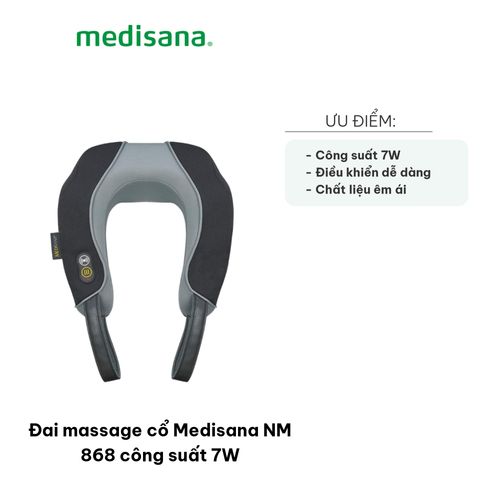 Đai Massage Cổ Medisana NM 868 - Công Suất 7W, Chức Năng Nhiệt và 2 Mức Cường Độ, Thiết Kế Di Động, Giải Tỏa Căng Thẳng
