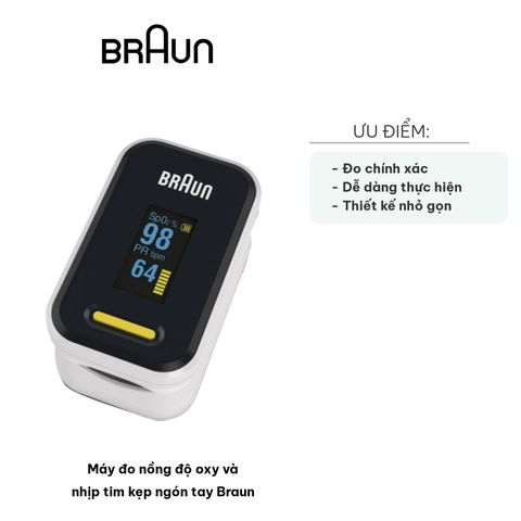 Máy Đo Nồng Độ Oxy & Nhịp Tim Kẹp Ngón Tay Braun - Thiết Bị Y Tế Gia Đình Chính Xác, Dễ Dàng Sử Dụng