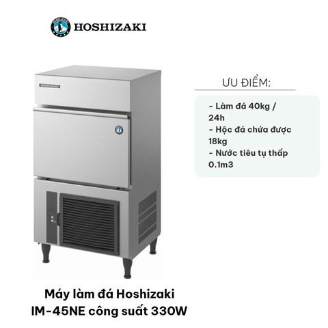 Máy Làm Đá Hoshizaki IM-45NE - Công Suất 330W, Tiết Kiệm Năng Lượng, Đóng Đá Nhanh, Thép Không Gỉ, Phù Hợp Cho Quán Bar Và Nhà Hàng