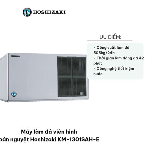 Máy làm đá viên hình bán nguyệt Hoshizaki KM-1301SAH-E - Công suất 505kg/24h, lý tưởng cho nhà hàng, khách sạn, quán bar
