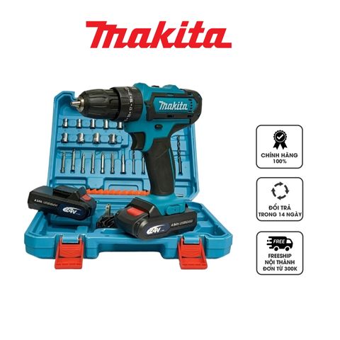 Máy Khoan Pin Makita 24V 18 Cấp Độ Trượt - Đèn LED, Mô Men Xoắn 40 N.m, Phù Hợp Khoan Tường, Bê Tông, Gỗ, Kim Loại