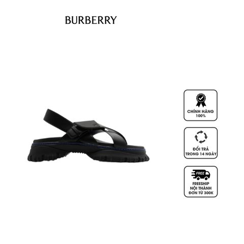 Dép nam Burberry Leather Pebble Sandals 80902901 Black