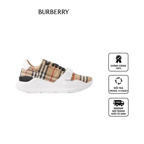Giày thể thao Burberry Check, Suede and Leather 80485771 Archive Beige