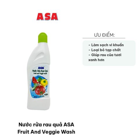 Nước Rửa Rau Quả ASA Fruit And Veggie Wash 600ml - Tẩy Sạch Bacteria và Hóa Chất Từ Thiên Nhiên, Giữ Tươi Nguyên Hương Vị Rau Củ Quả
