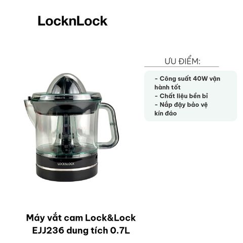 Máy Vắt Cam Lock&Lock EJJ236 - Dung Tích 0.7L, Công Suất 40W, Thiết Kế Gọn Nhẹ, Thao Tác Dễ Dàng, Thích Hợp Không Gian Bếp Sang Trọng