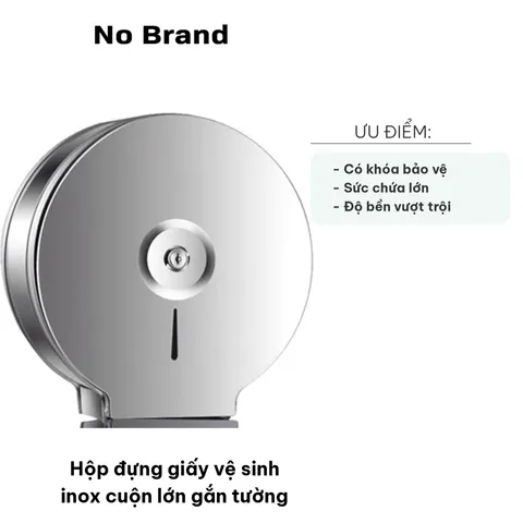 Hộp Đựng Giấy Vệ Sinh Inox Cuộn Lớn Gắn Tường - Thiết Kế Sang Trọng, Chống Va Đập, Dễ Dàng Sử Dụng, Phù Hợp Nhà Hàng, Khách Sạn