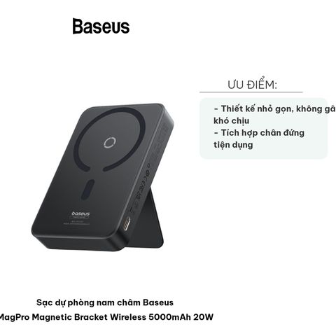Sạc Dự Phòng Wireless Baseus MagPro 5000mAh Nam Châm 20W - Thiết Kế Gọn Nhẹ, Sạc Không Dây Tự Động