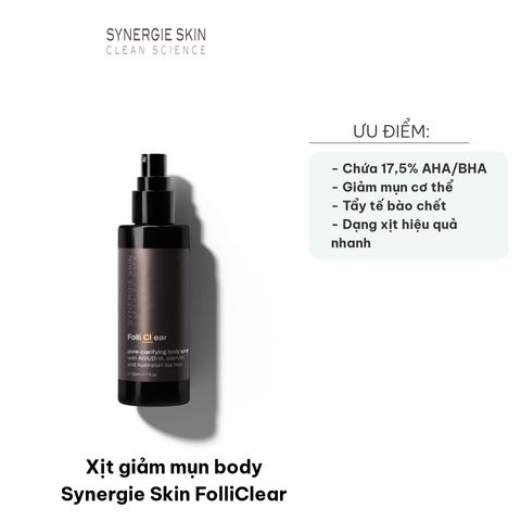 Xịt Giảm Mụn Body Synergie Skin FolliClear 50ml - AHA/BHA Cho Da Thông Thoáng, Ngăn Ngừa Mụn, Phục Hồi Da Kích Ứng