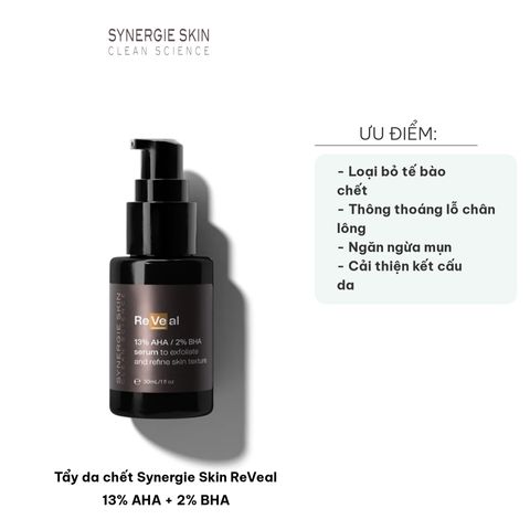 Tẩy Da Chết Synergie Skin ReVeal 13% AHA + 2% BHA - Serum Tẩy Tế Bào Chết Hóa Học Cho Da Sáng Mịn, Thông Thoáng Lỗ Chân Lông