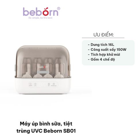 Máy UVC Tiệt Trùng Bình Sữa Beborn SB01 - Dung Tích 16L, Sấy Khô và Khử Mùi Hiệu Quả, Phù Hợp Với 6 Bình Sữa Đồng Thời